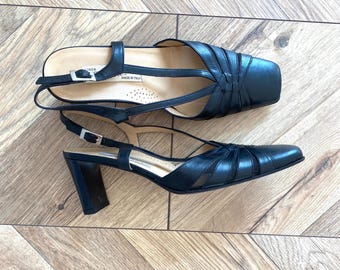 Escarpins Noirs MANFIELD à Bout Carré (square Toe) - Talons Hauts - Taille UK 4 / EU 37 - Occasion