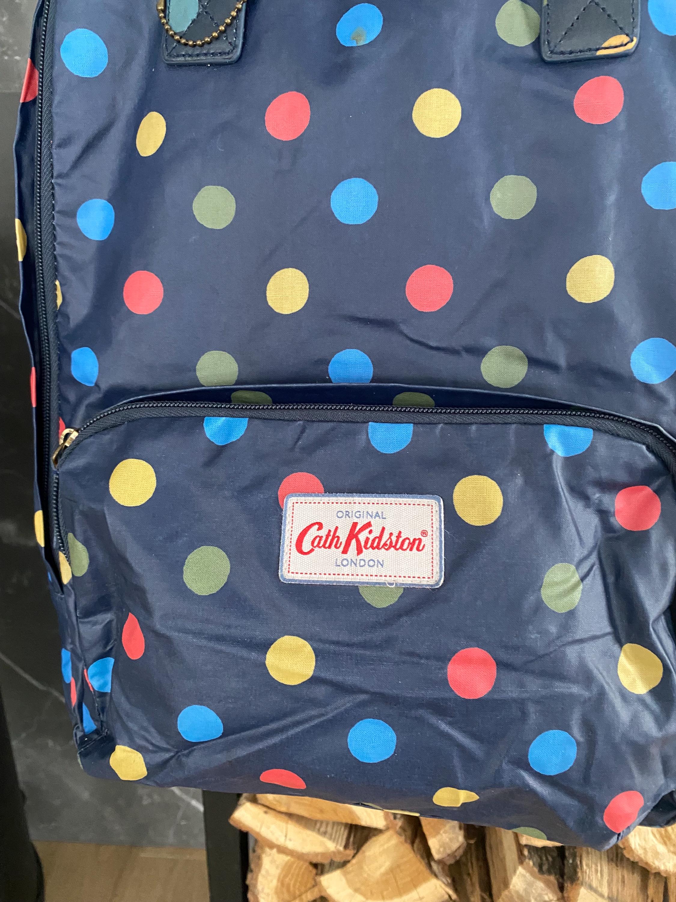 Cath Kidston Dark Blue Polka Dot Backpack Multicolour Spots 