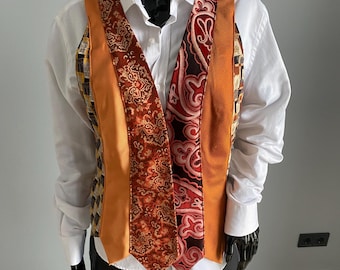 Women’s Handmade Vest Crafted from Silk Ties - Size M/L- Bust 100 cm