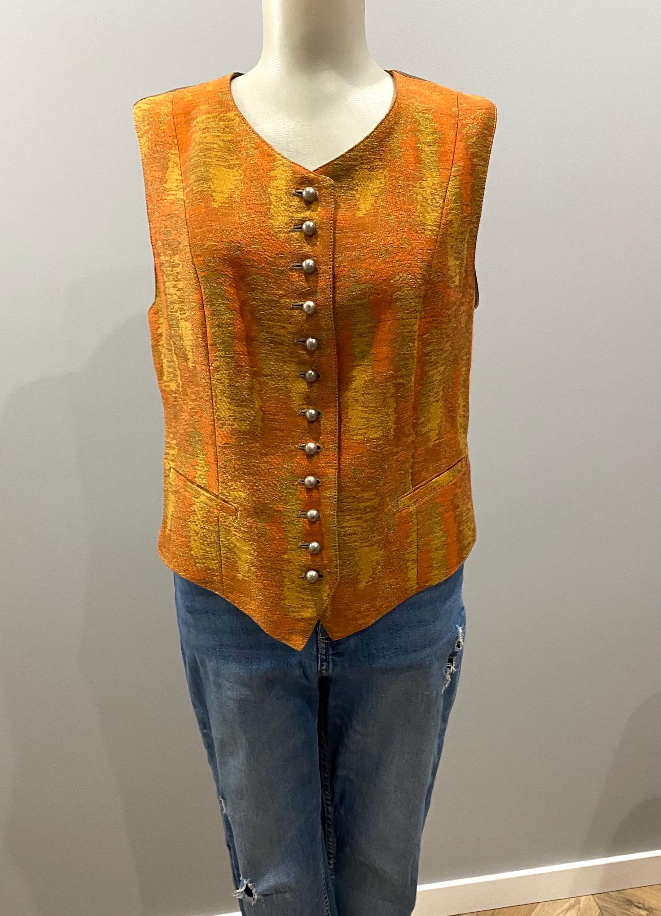 Vintage Sauwaldtracht Alpine Vest – Orange Gold Wool Blend