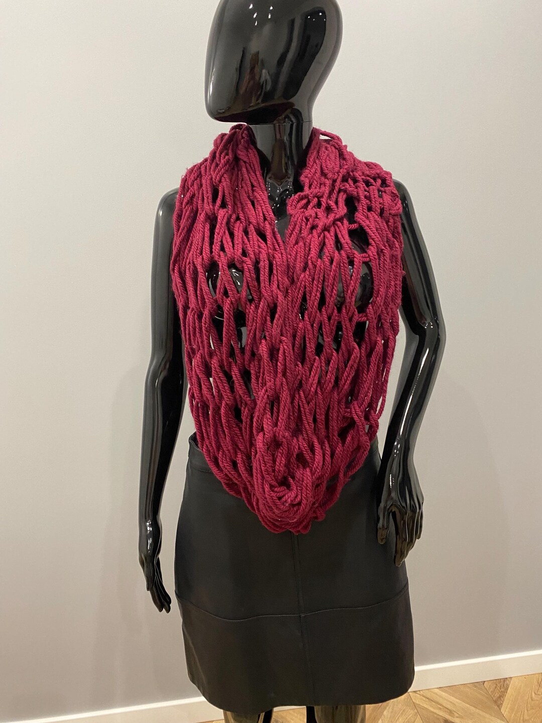 Burgundy Chunky Knit Infinity Scarf Snood Winter Neck Warmer Womens - Etsy