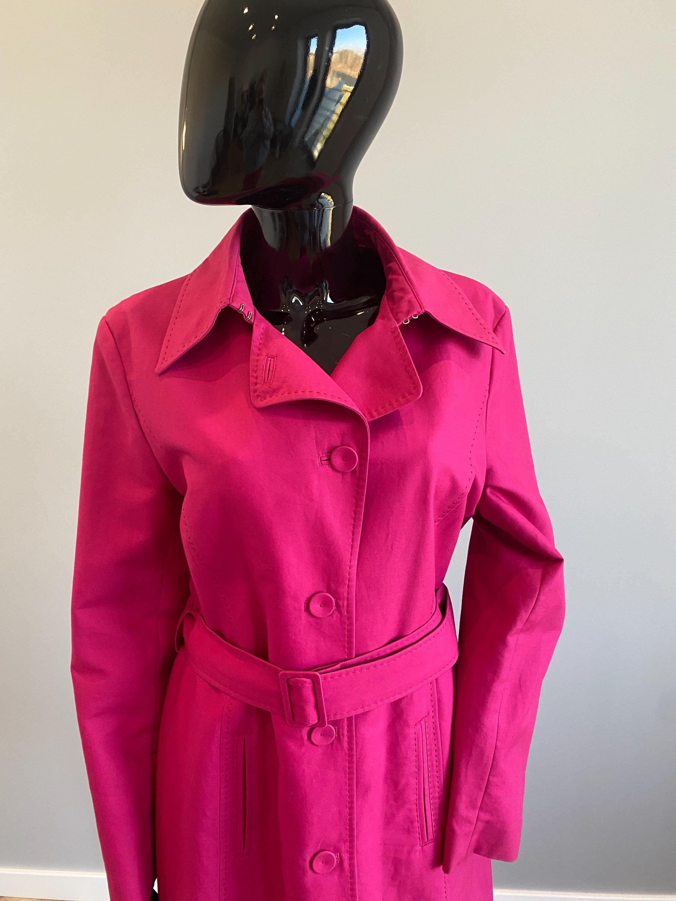 Vintage Style Pink Cotton Trench Coat Women UK 14 EU 42 US 10 M 