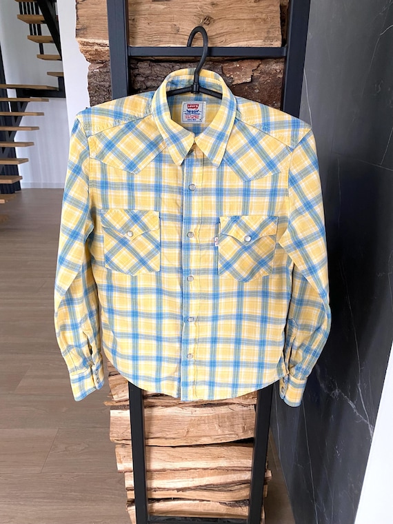 blue and yellow plaid dress shirt Teton main image 1