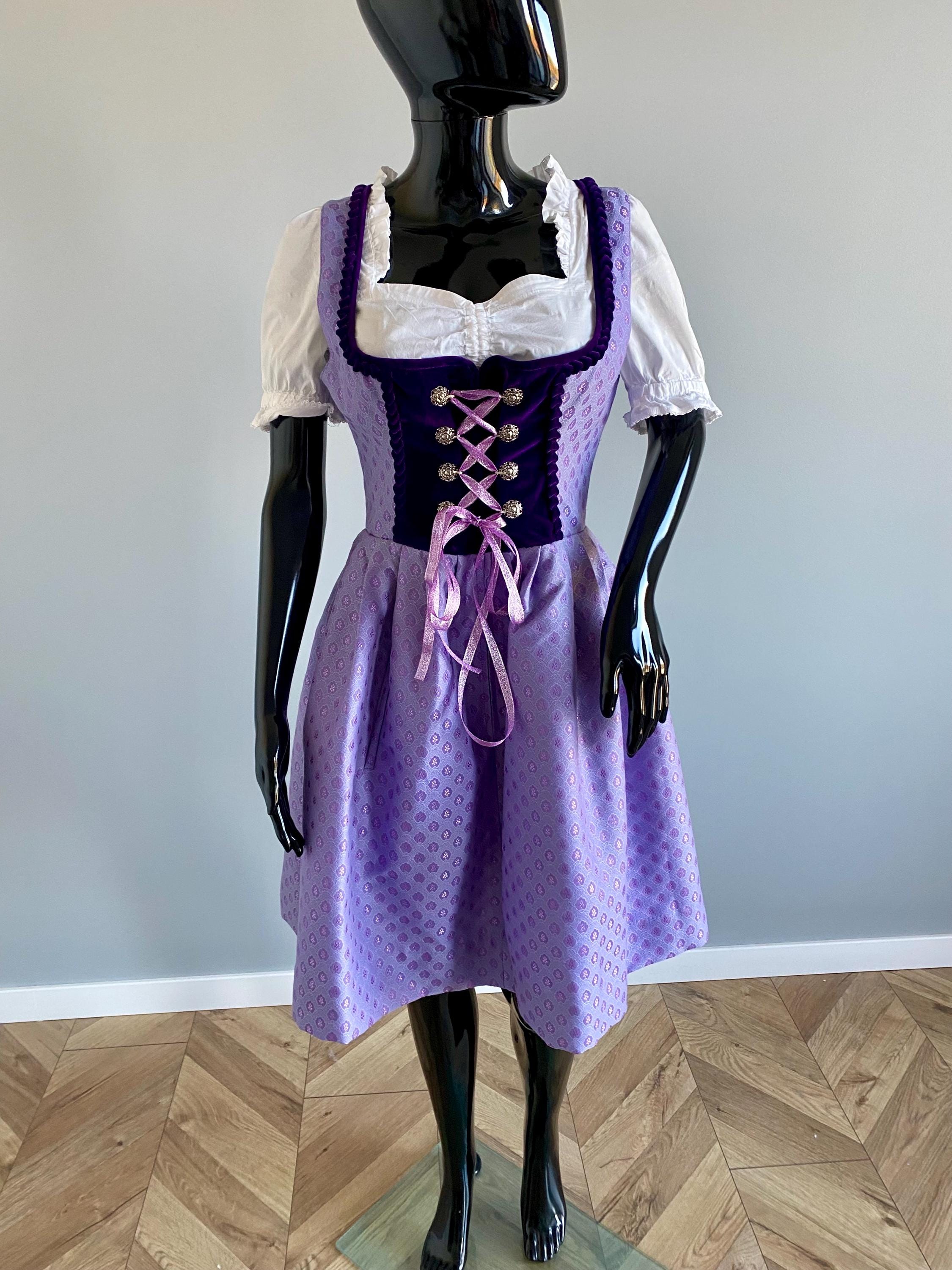 purple dirndl dress Vintage Austrian Dirndl Dress by Kraft Kleider Graz | Size EU42 | Purple  Velvet & Jacquard
