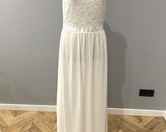 Lace Chiffon Maxi Dress: Elegant Wedding or Party Dress, Size XL