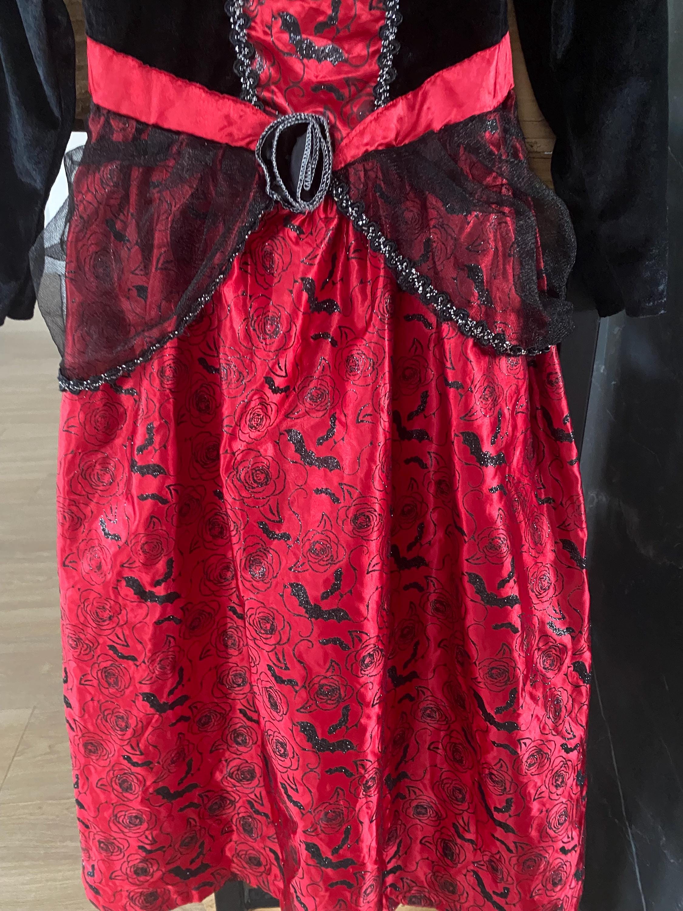 Gothic Witch Princess Costume: Red & Black Dress (5-6 Years)
