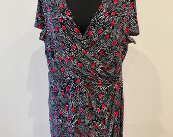 stretch dress DAVID EMANUEL Vintage 80’s Party dress  Wrap size18 MIDI dress stretch casual dress summer  classic dress size 2X