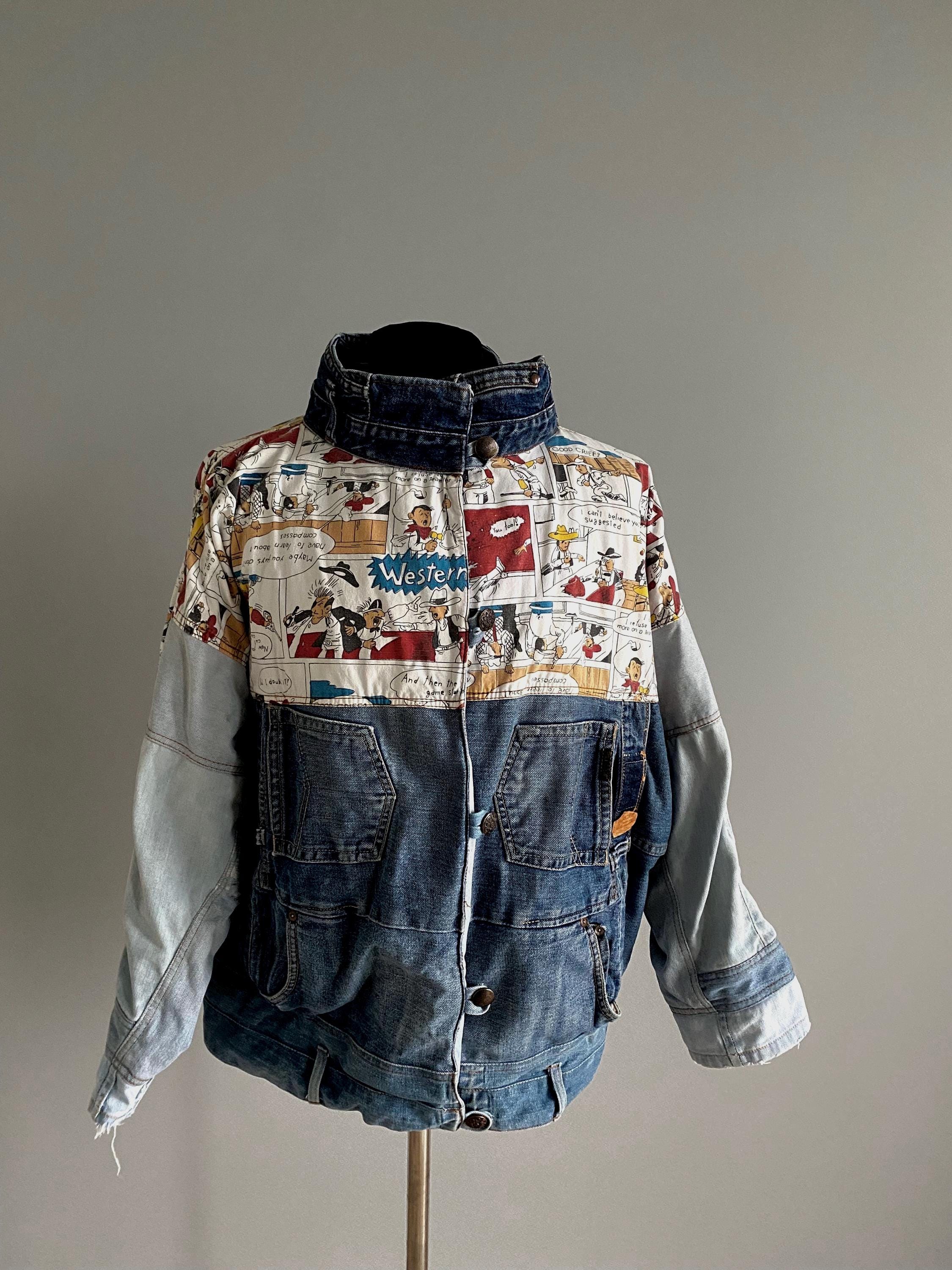 Vintage 80s Cartoon Denim Jacket: Oversized Trucker Style - Etsy