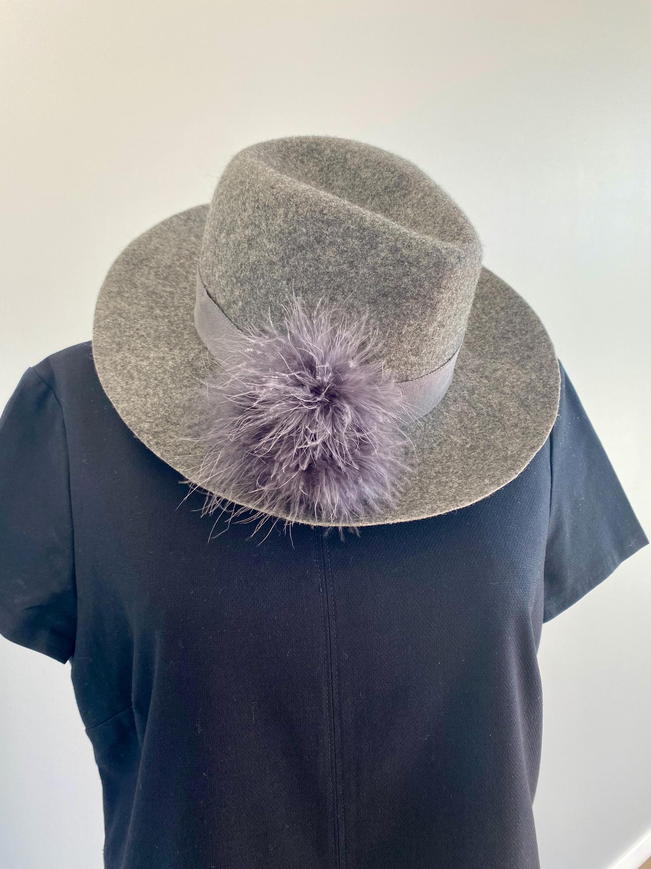 Elegant Gray Wide-brim Wool Hat – Accessories – Size S-M  display picture 1