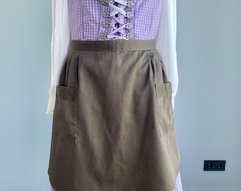 Brown Dirndl Apron – Traditional Bavarian Folk Costume – Two Pockets – Oktoberfest Accessory