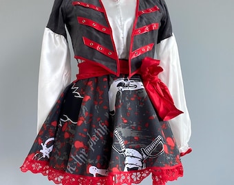 open lace back dress Swashbuckling Sexy Pirate Wench Adult Costume Rent / Large main image 1