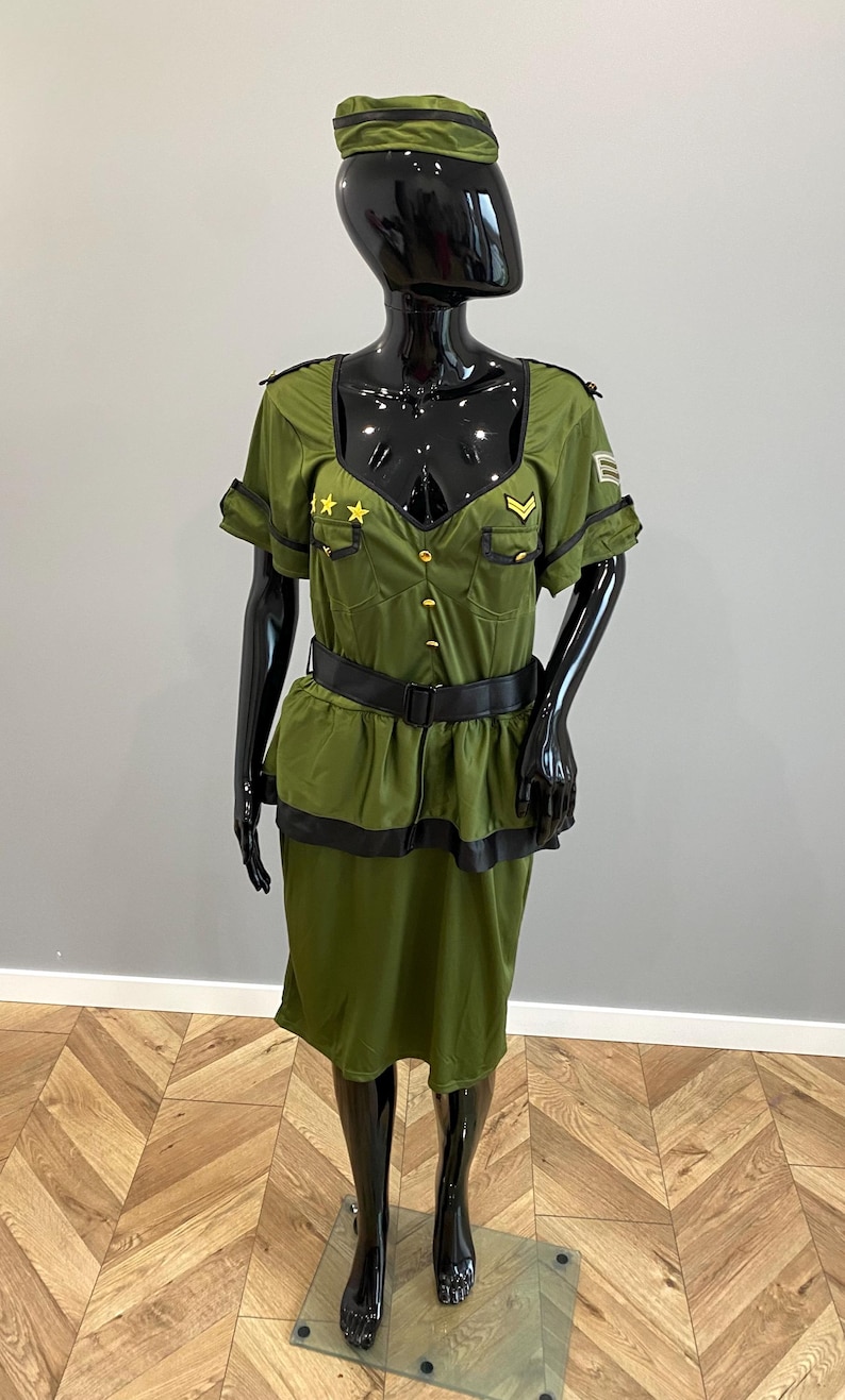 Commander Cutie Costume Women Plus Size 1X 2X Army Leg Avenue Military Dress Hat Set Halloween Cosplay Outfit image 1