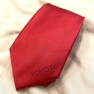 collectible tie silk tie  For those who love Toyota Wedding clothes Wedding tie Vintage tie 100% silk Red retro tie office men clothing