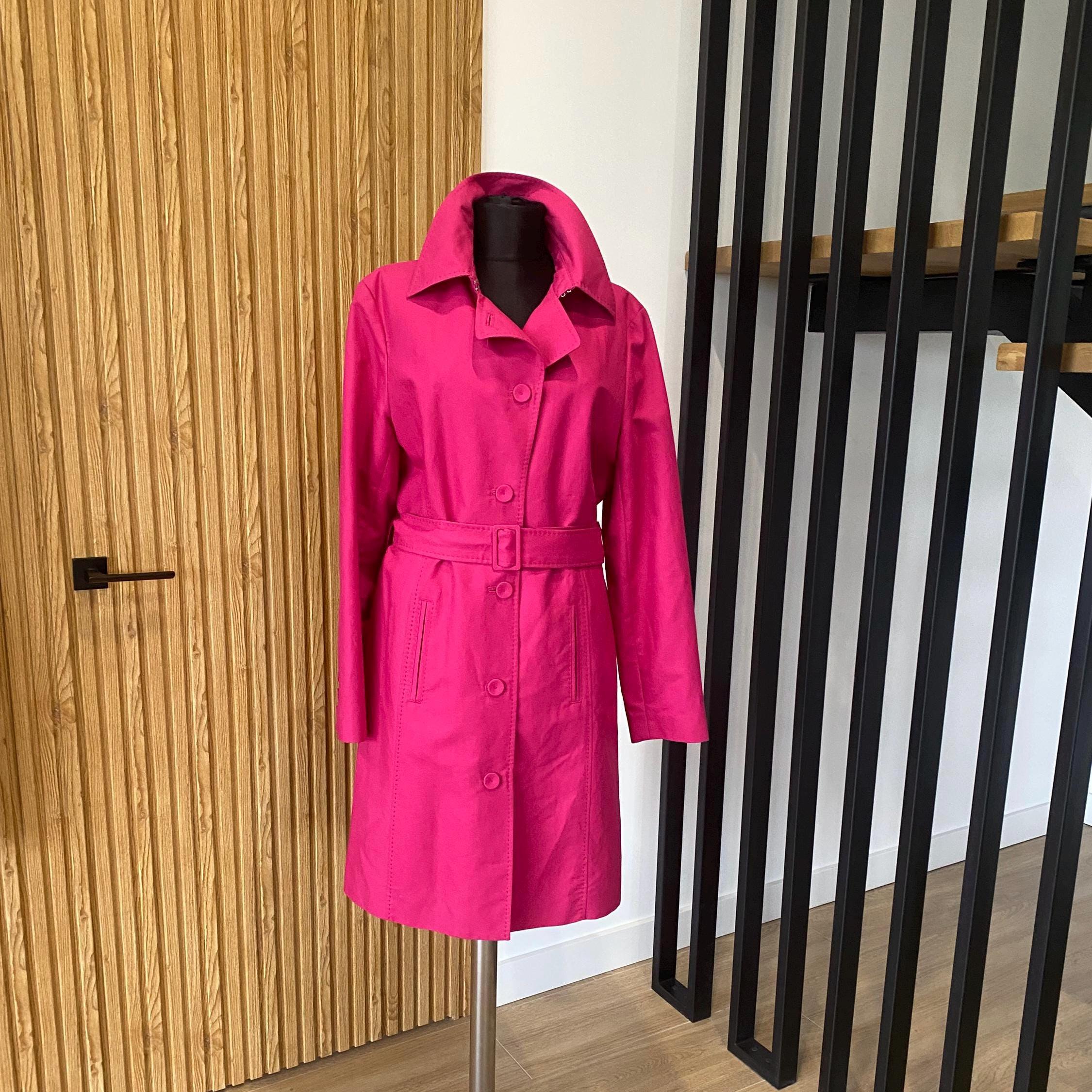 Vintage Style Pink Cotton Trench Coat Women UK 14 EU 42 US 10 M 