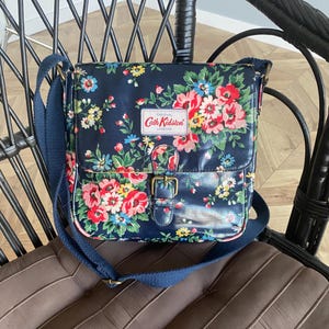 Cath Kidston Floral Crossbody Bag –Navy Blue with Roses, Adjustable Strap, Vintage-Inspired
