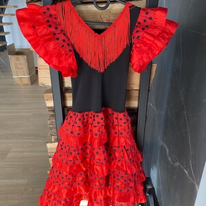Spanish Ruffles Red Black Flamenco Dress: Spanish Ruffle Dance Costume - Size 5-6 Year ...