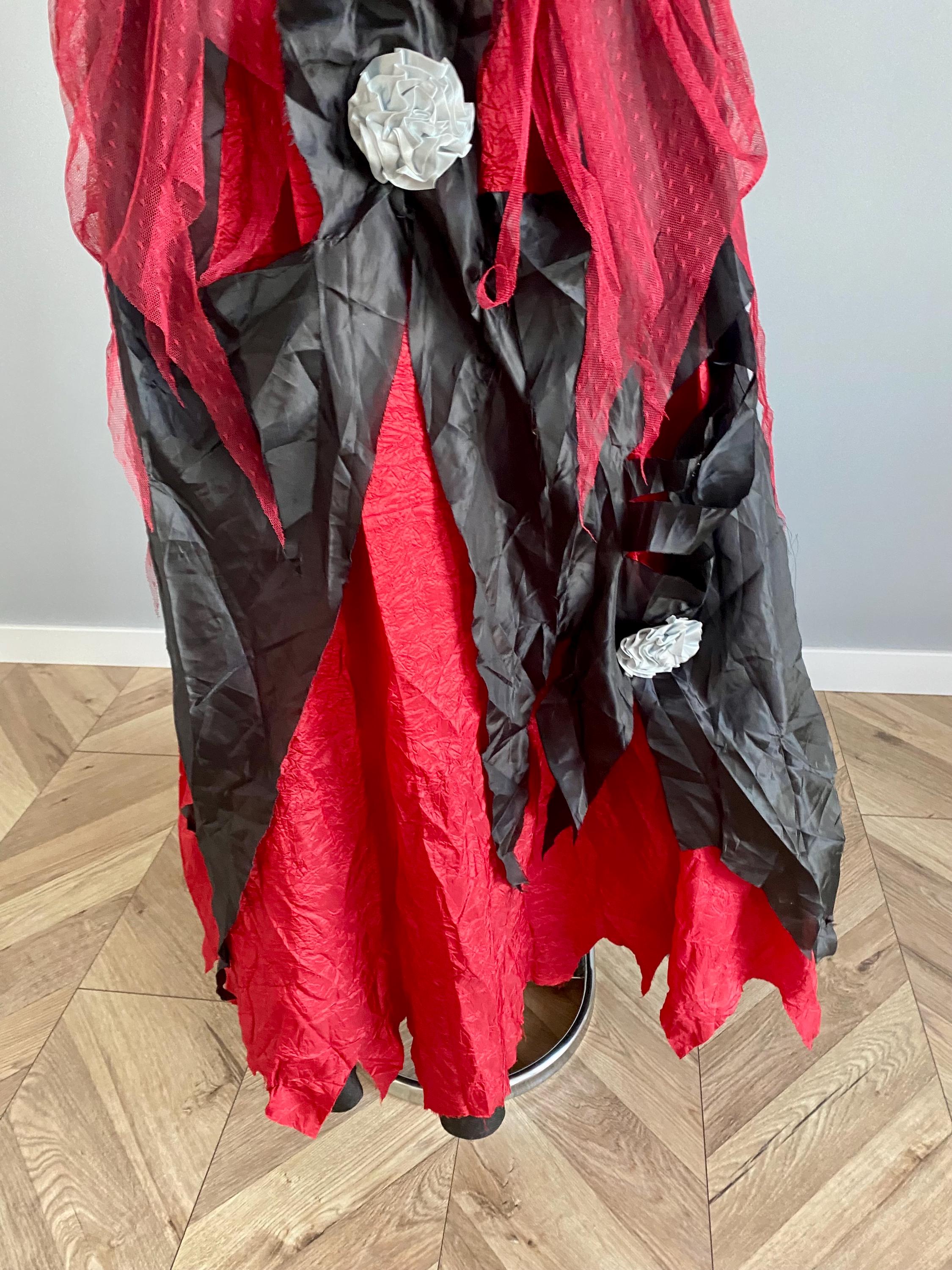 Gothic Witch Costume Dress: Halloween Cosplay, Red & Black, M-xl