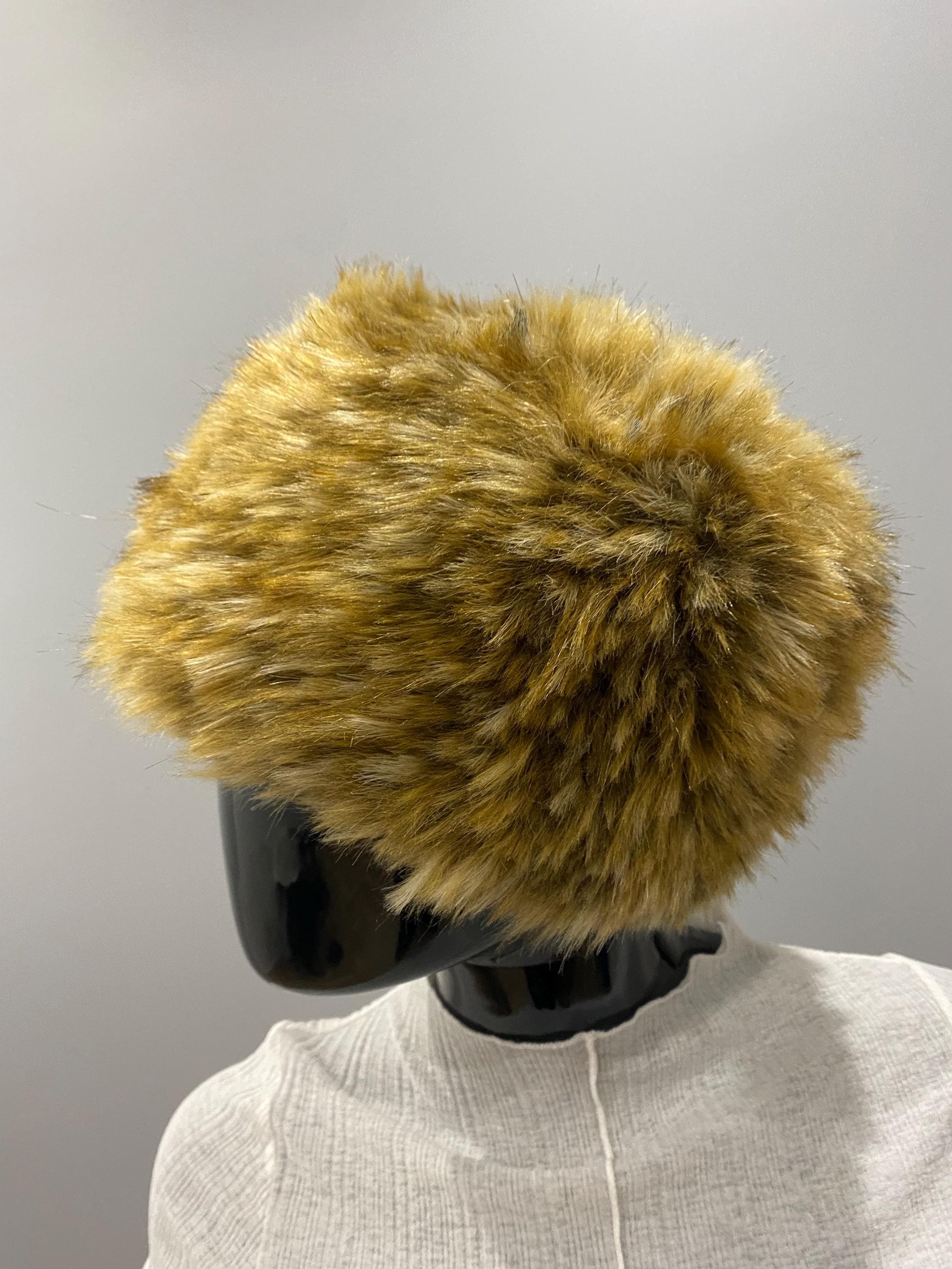 Vintage FAO Schwarz Brown Faux Fur Hat Darker Wavs Faux Fur Oversized Bucket Hat - Dark Brown  main image 4