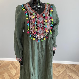 Olive Green Long Sleeve Maxi Dress - Etsy