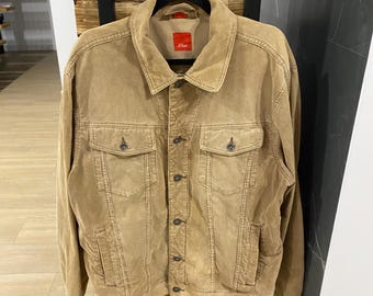 Chaqueta vintage de pana S.Oliver con capucha, marrón claro, talla XL para hombre