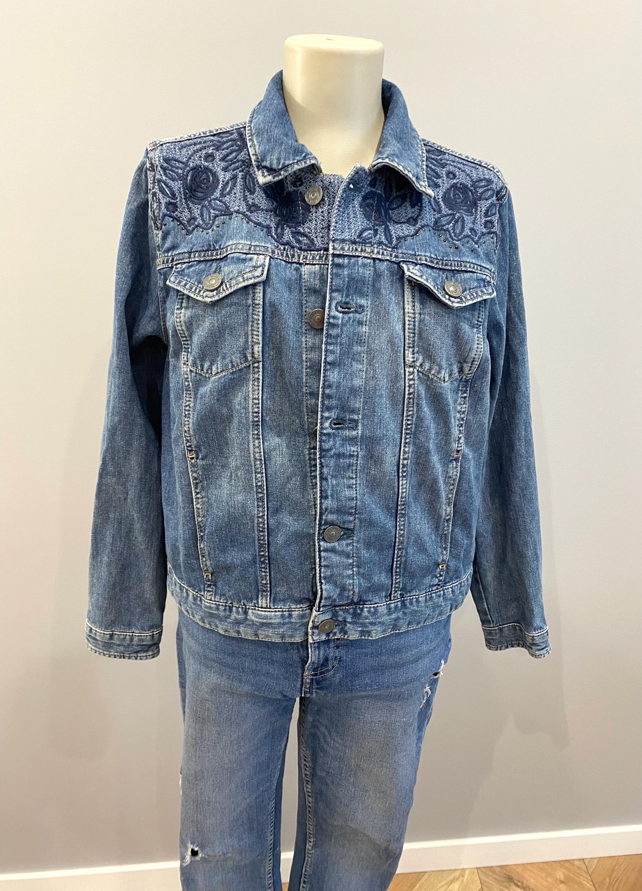 Vintage Yessica Denim Jacket With Embroidery Women's Size EU 42