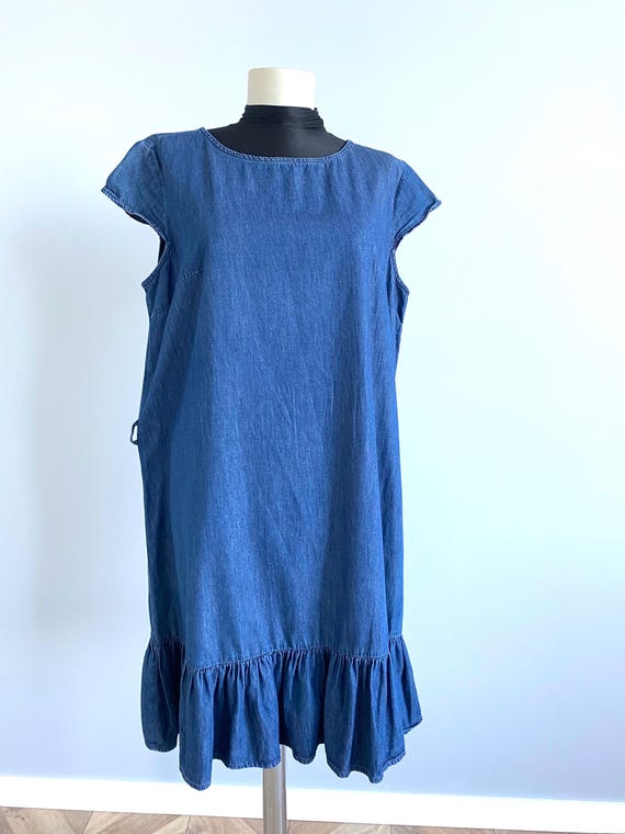 blue jean sun dress Zip Front Blue Denim Dress Jeans Sundress With Two Pocket Spaghetti St – Yo  La La
