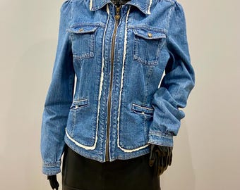 Denim Jacket with Lace Trim-Women’s Size M- Made in Germany
