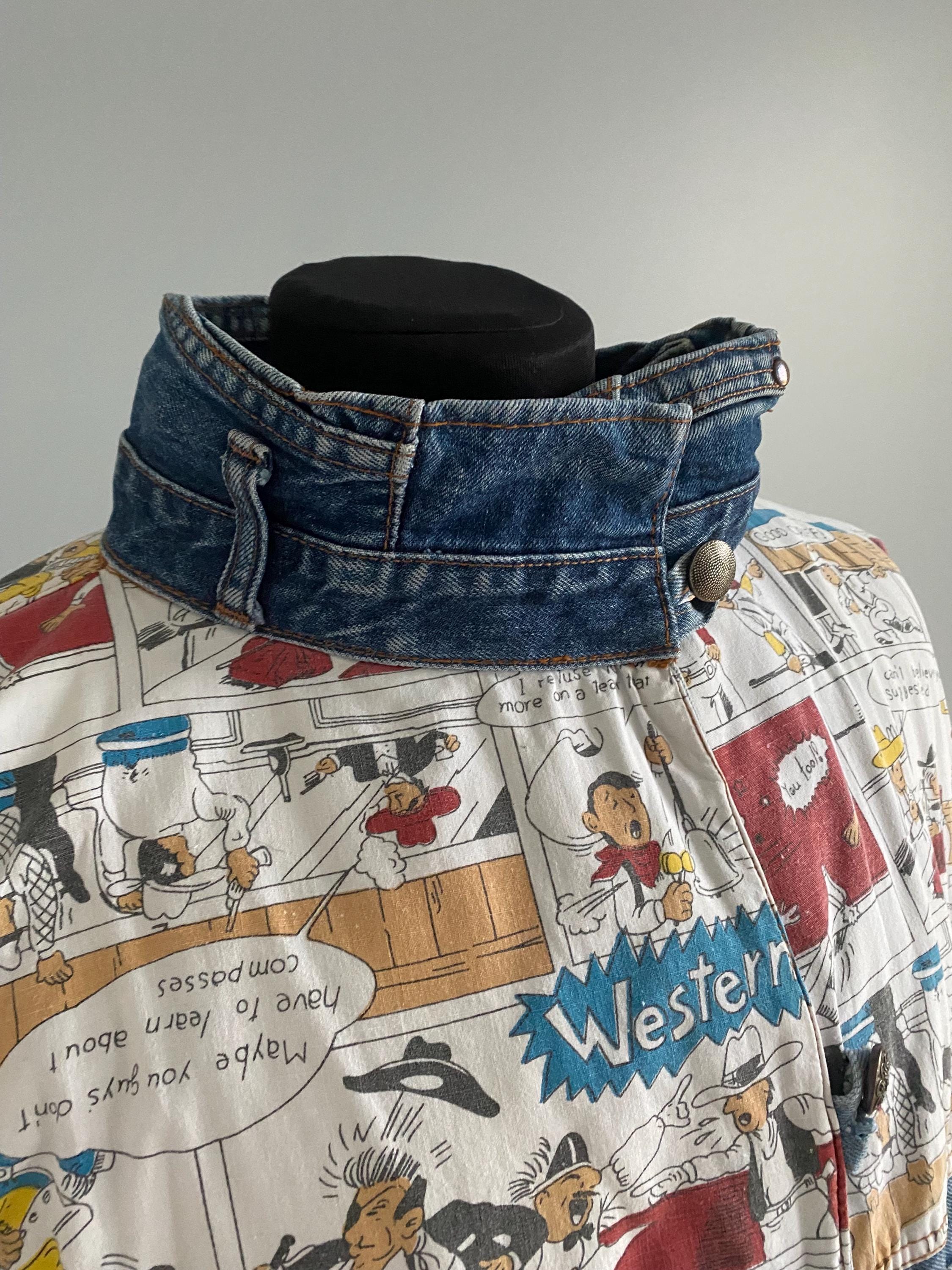 Vintage 80s Cartoon Denim Jacket: Oversized Trucker Style - Etsy