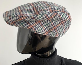 Gorra plana de tweed vintage – Gorra clásica de lana estilo repartidor de periódicos/reglan – Talla L/XL