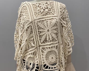Beige Lace Blouse | 3/4 Sleeve | Cotton | Size Free