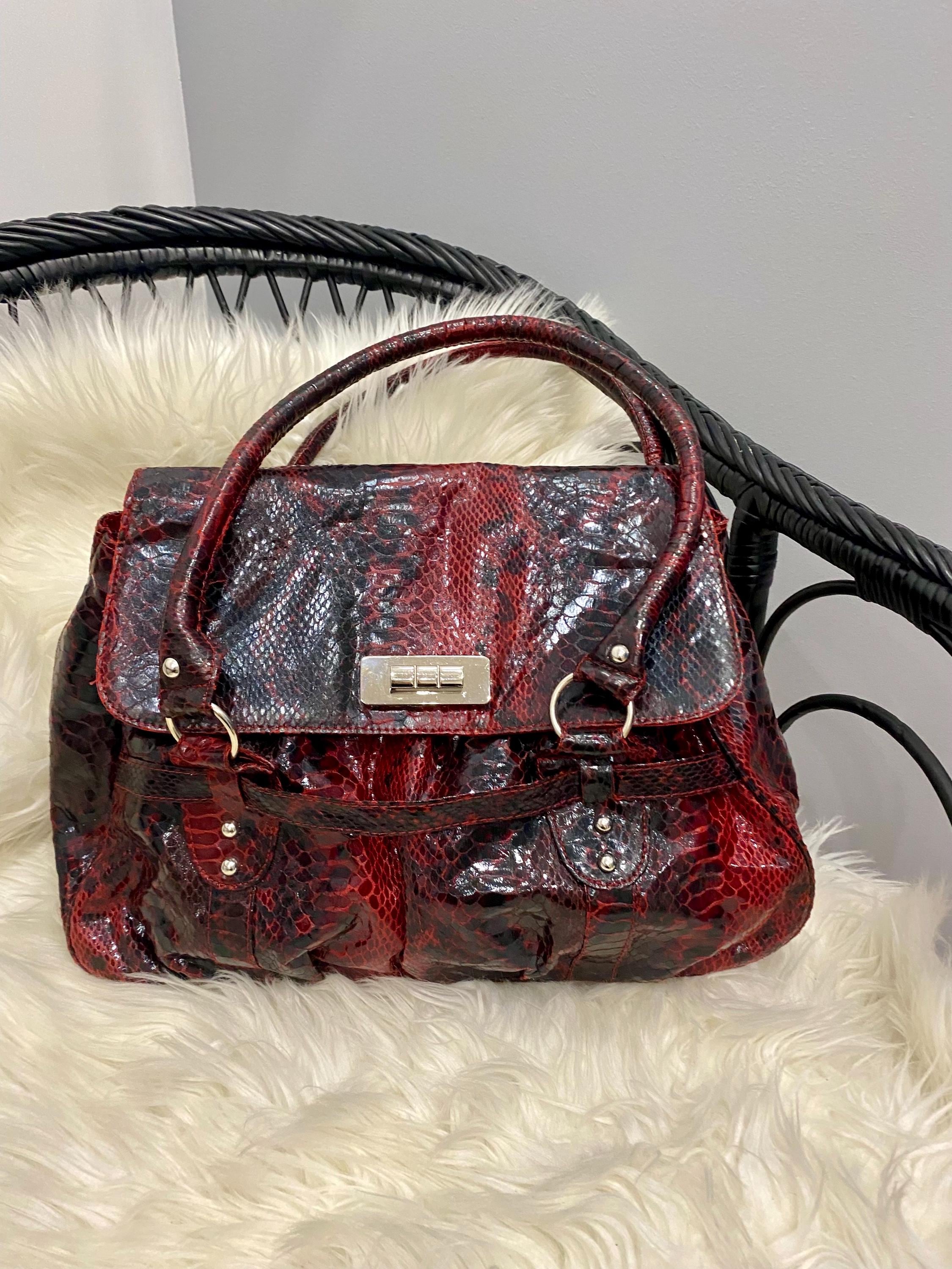 Women\'s Burgundy Snake-Embossed Tote Backpack Women main image 2