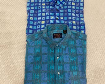 Abstrakte Muster Baumwolle Aloha Shirt Set: Plus Size Herrenbekleidung