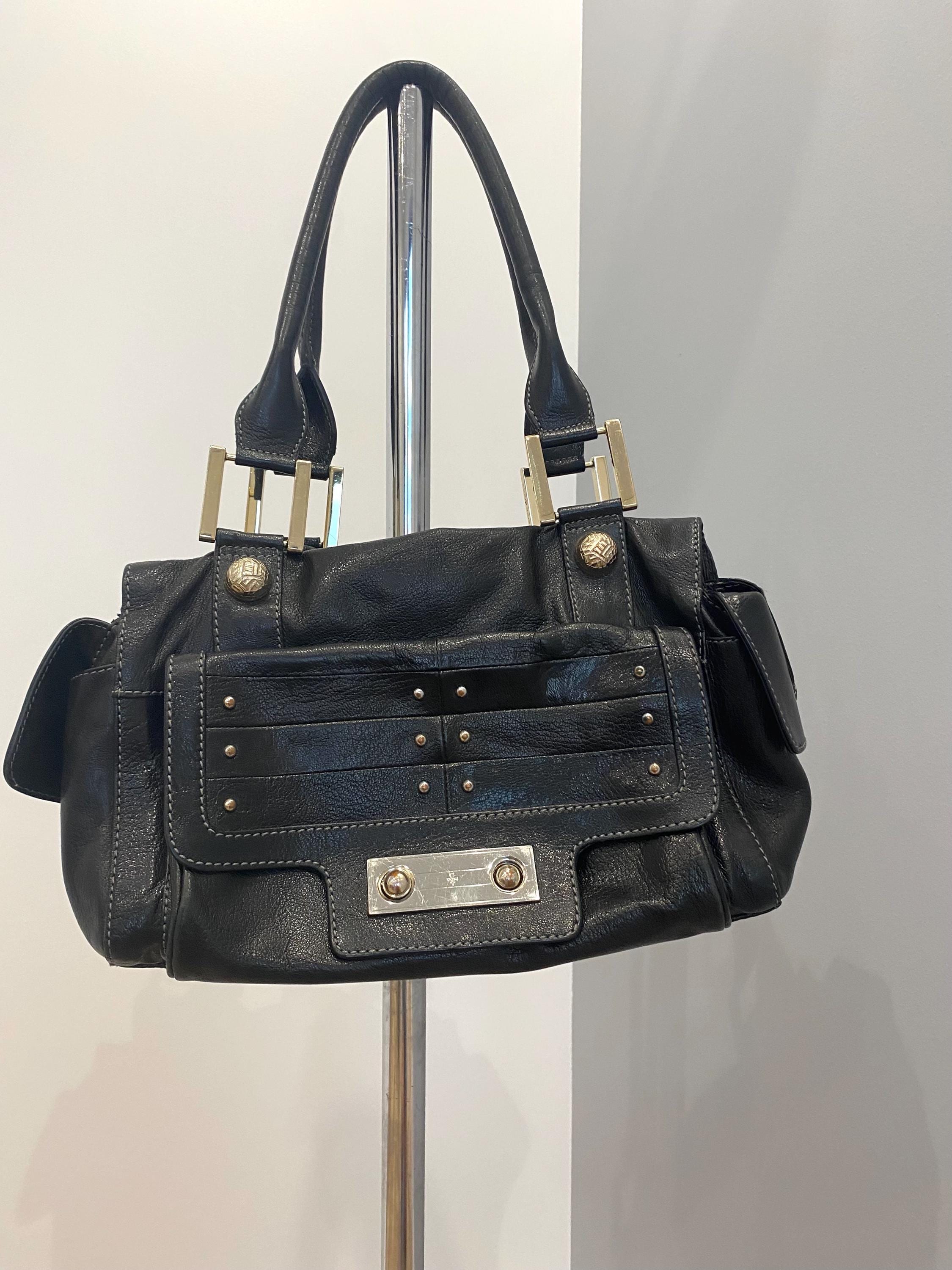 Patrick Cox London Black Leather Tote Bag – Fleur-de-lys Logo 