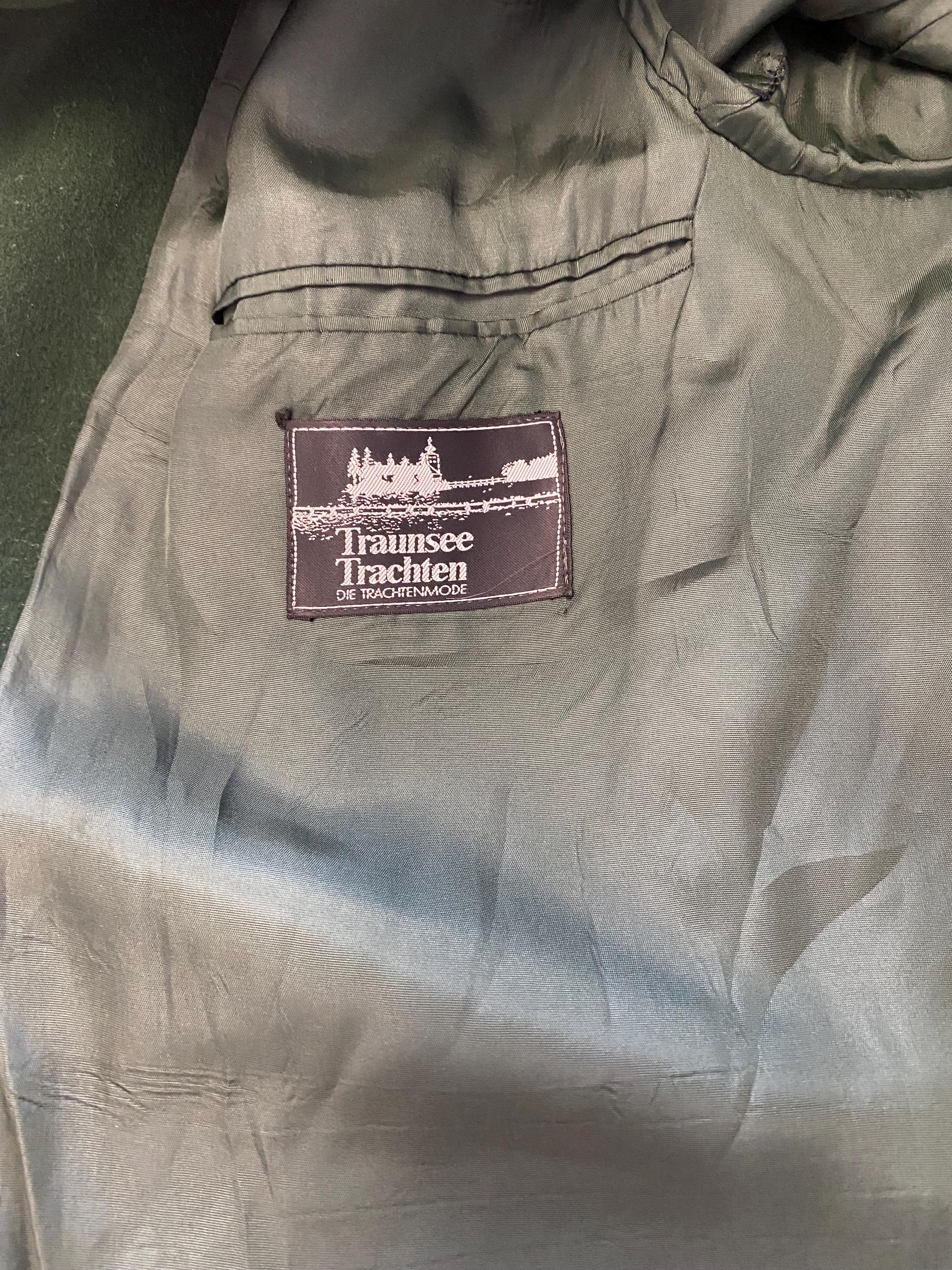 Vintage Grey Wool Trachten Jacket With Mandarin Collar Teaunsee 
