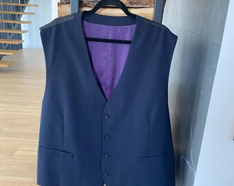 Vintage Classic Dark Navy Waistcoat 3XL EU 62 US 52-54 Men’s Formal Vest Smart Casual Layering Piece