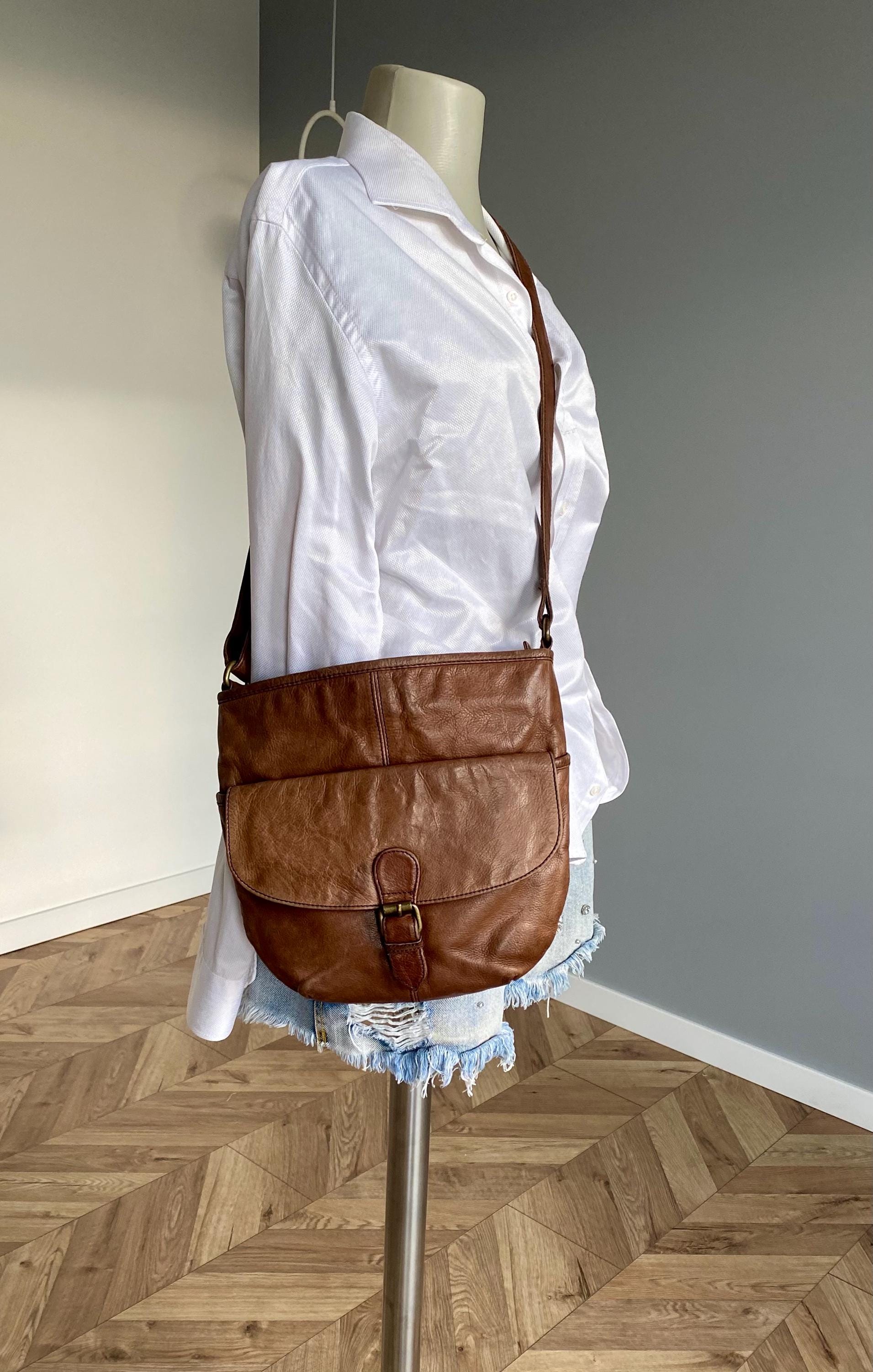 Fatface Brown Leather Shoulder Bag: Vintage Style Purse - Etsy