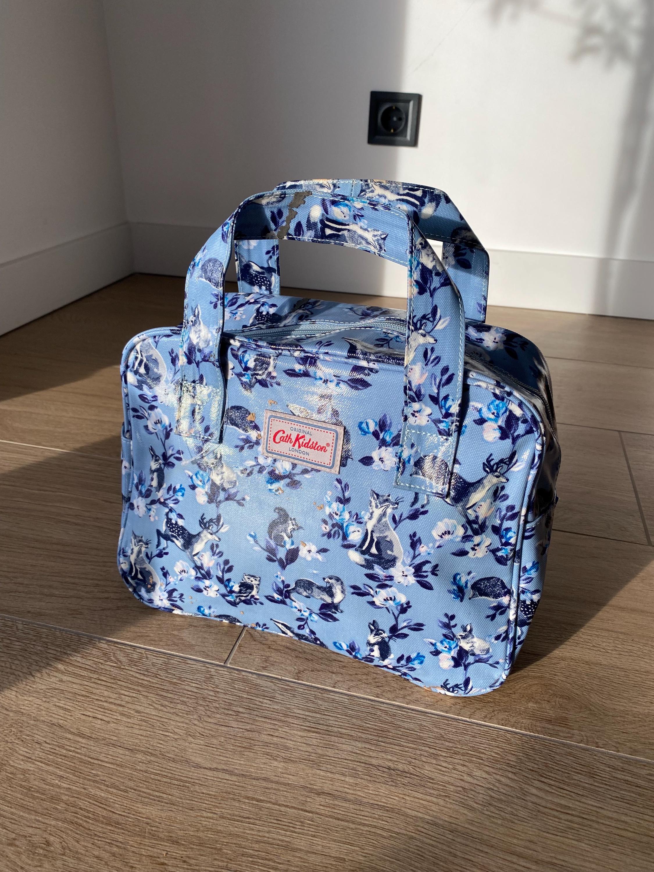 Cath Kidston Light Blue Floral Animal Print Bag Birds Hedgehogs