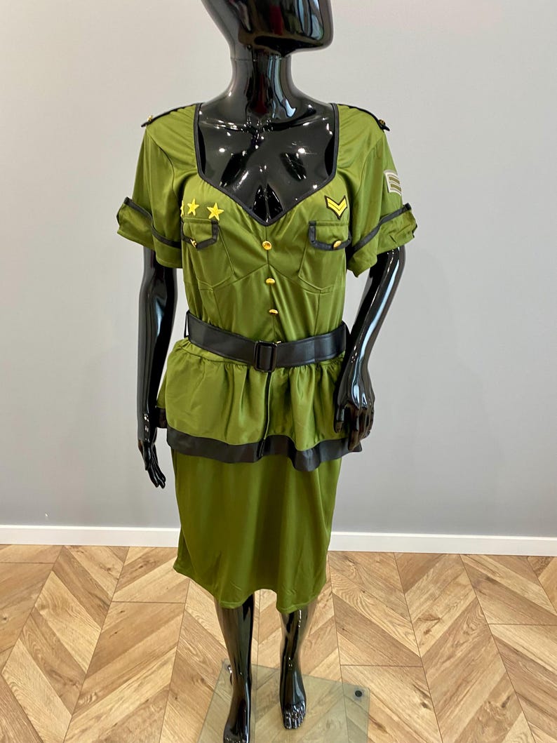 Commander Cutie Costume Women Plus Size 1X 2X Army Leg Avenue Military Dress Hat Set Halloween Cosplay Outfit image 5