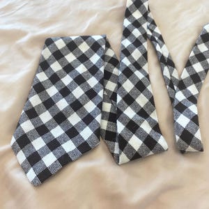 Vintage André Jacques Checked Tie – Wide 12cm Asymmetrical Neck Tie – Brown Beige Plaid – Wool Look Acrylic – 148cm Long – Retro Tie