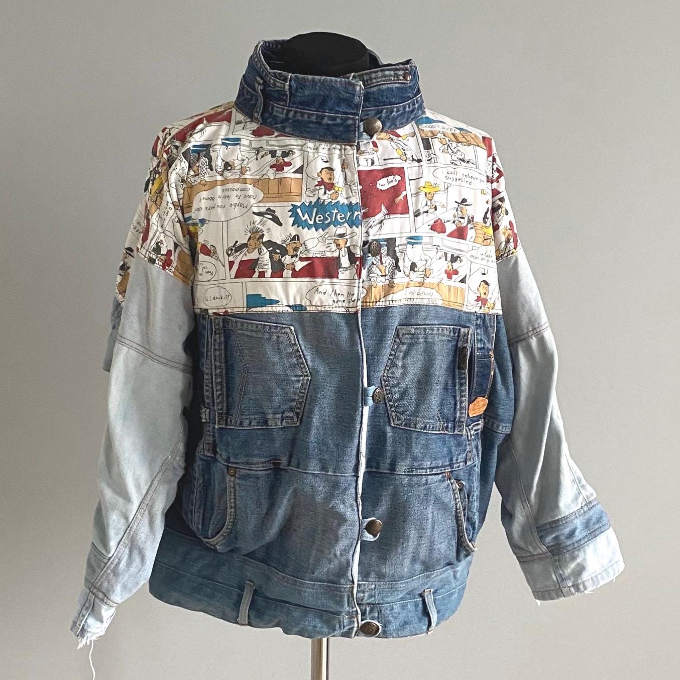 Vintage 80s Cartoon Denim Jacket: Oversized Trucker Style - Etsy