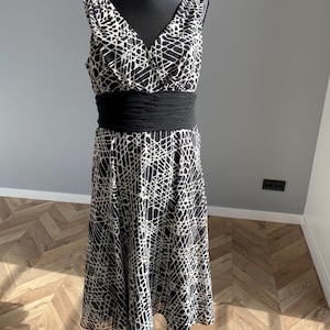 Vintage 80s Abstract Print Dress - Retro Party Dress, Size L