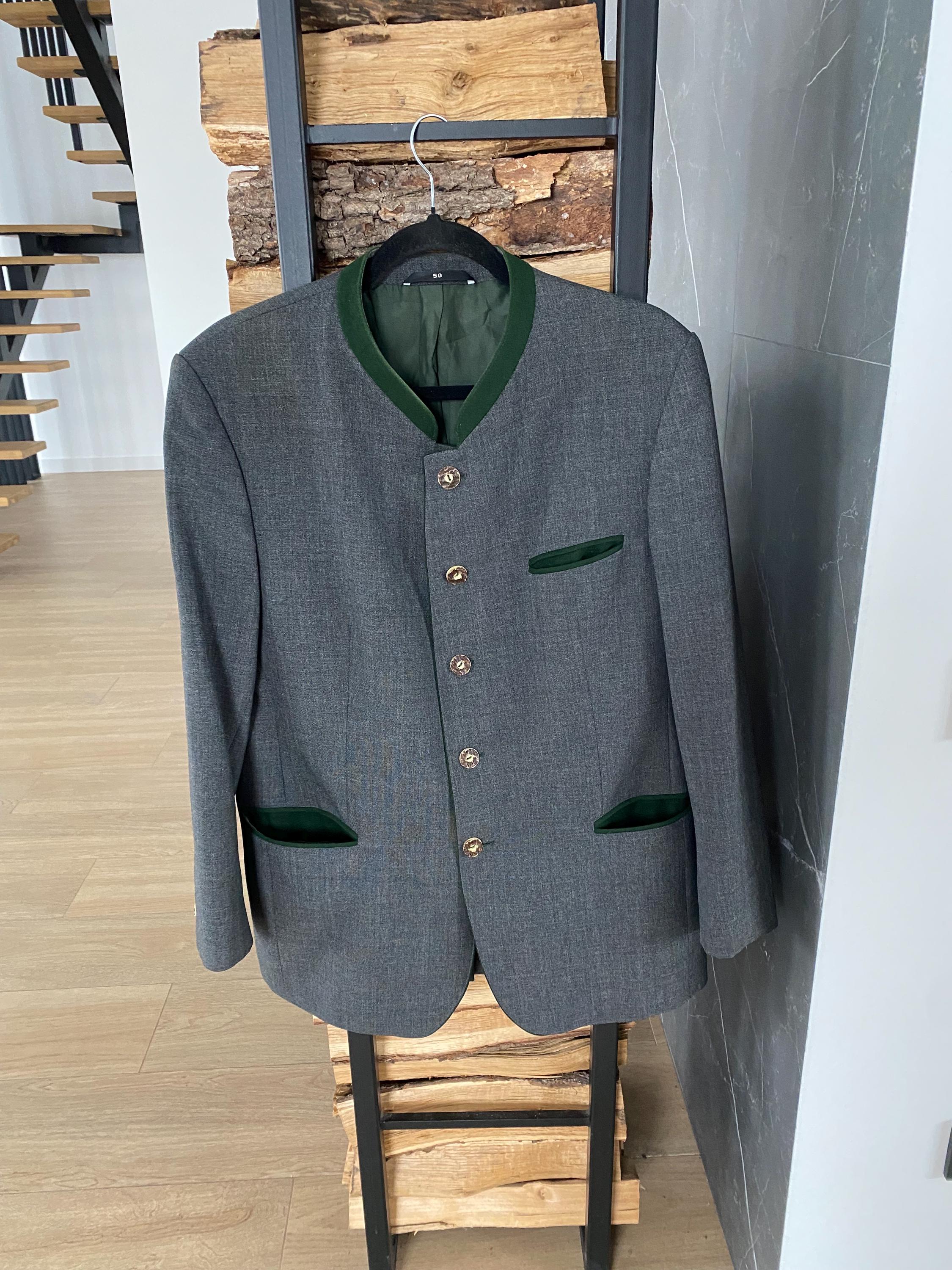 Vintage Grey Wool Trachten Jacket With Mandarin Collar Teaunsee 