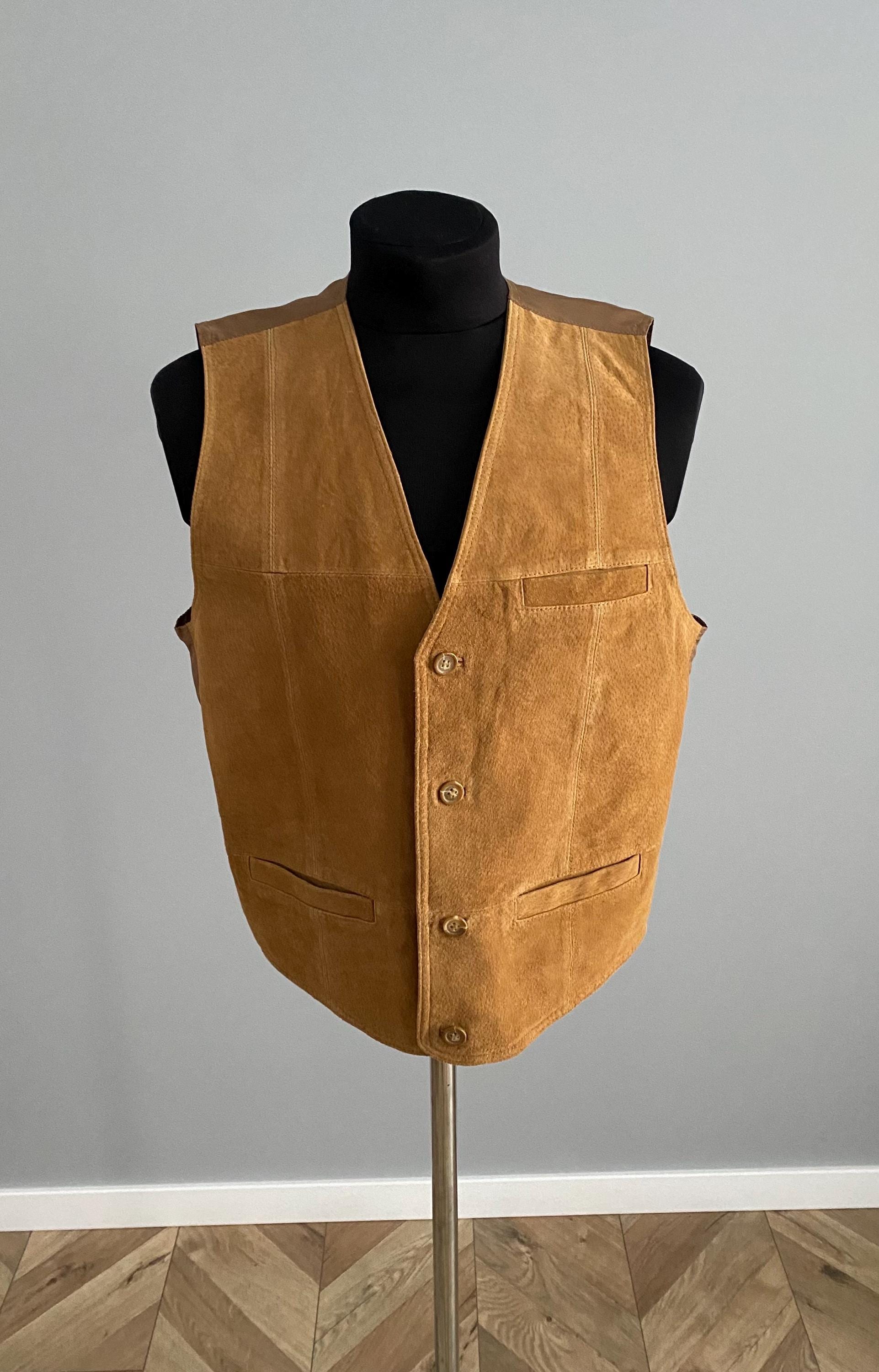 Vintage Suede Vest Mens M • Light Brown Western Hunting Style - Etsy