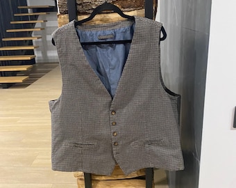 Angelo Litrico- Plaid Vest Mens- XXL Slim Fit- Cotton Elastane Waistcoat- Blue Lining- Classic Smart Casual