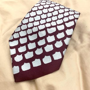 Trevira polyester tie, vintage 70s German tie, wide burgundy tie, silver retro tie, disco era tie, fashionable tie wide vintage tie