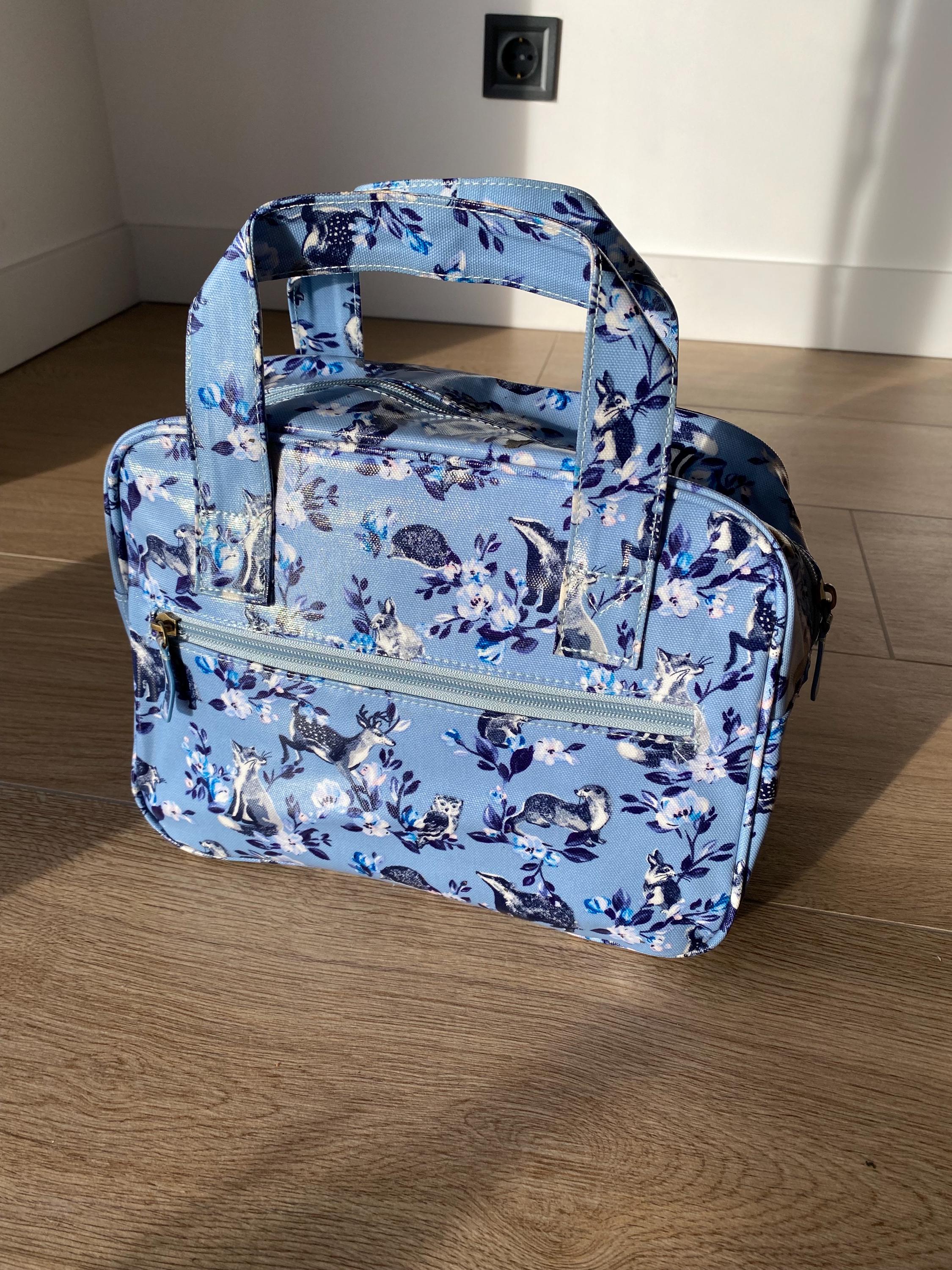 Cath Kidston Light Blue Floral Animal Print Bag Birds Hedgehogs