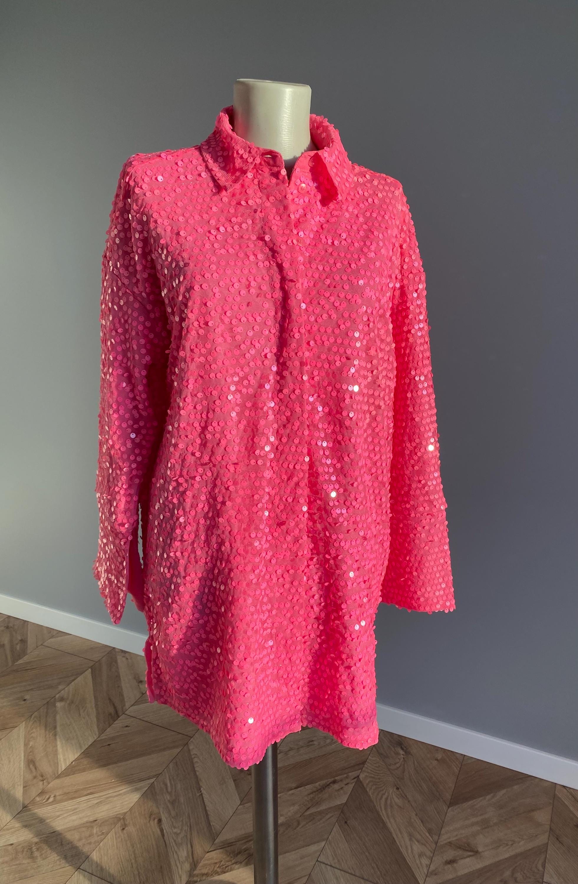 slim fit dress slacks Orchid Ibiza Sequin Shirt Dress – Borrowed From main image 1