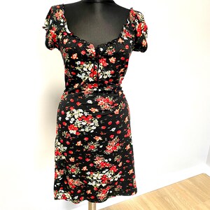 Raspberries  print clothing  raspberry dress vintage retro dress 80s summer dress green Dress patty Dress midi Dress Ruffle Dress M