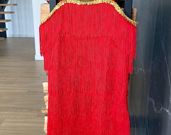 Red Flapper Dress With Gold Sequin Details  1920s Gatsby Style, Size XS-S  - Etsy