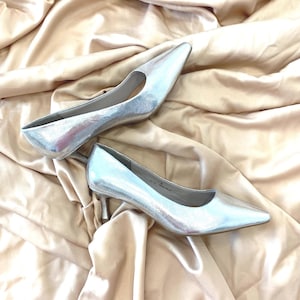M&S Hochzeitsschuhe Hochzeitsschuhe für die Braut sehr bequem, Silber Absatz 6 cm US 9 Hochzeitsschuhe, Schuhe für die Braut Schuhe mit Absatz für die Braut